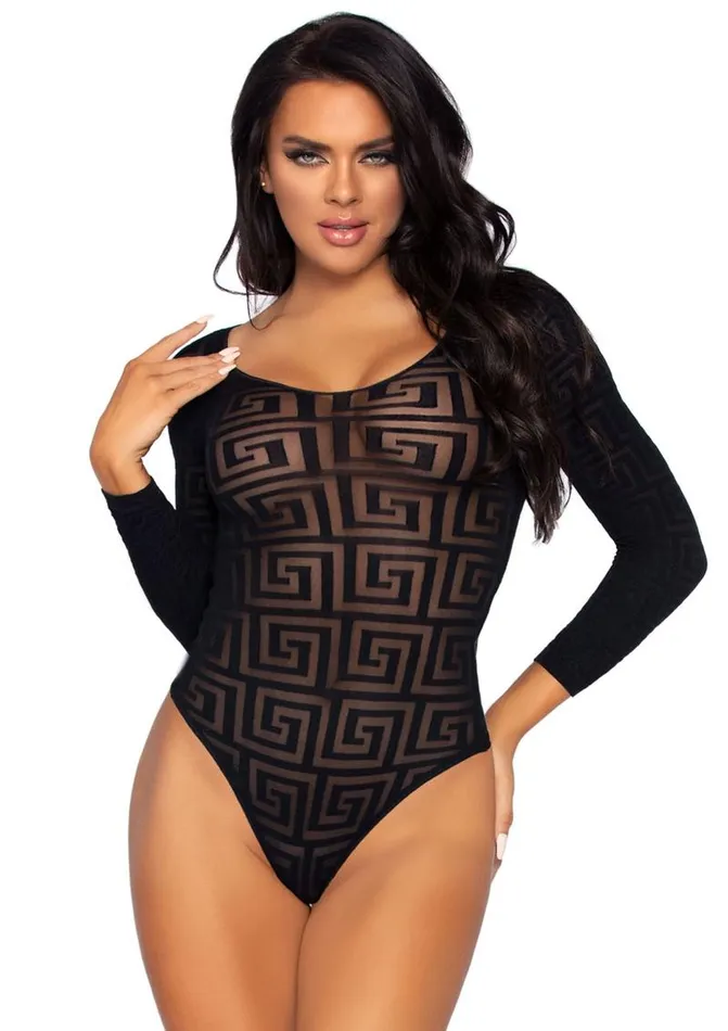 Leg Avenue Teddies And Bodies Leg Avenue Mosaic Opaque Snap Crotch Bodysuit