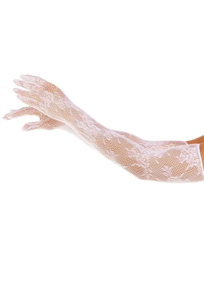 Leg Avenue Vibrators Leg Avenue Seamless Opera Length Floral Net Gloves