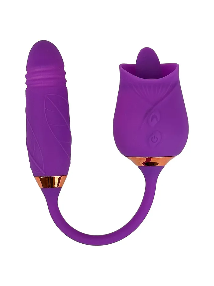 Licking Tongue Rose Vibrator with Thrusting Tail sdd Female Sex Toys