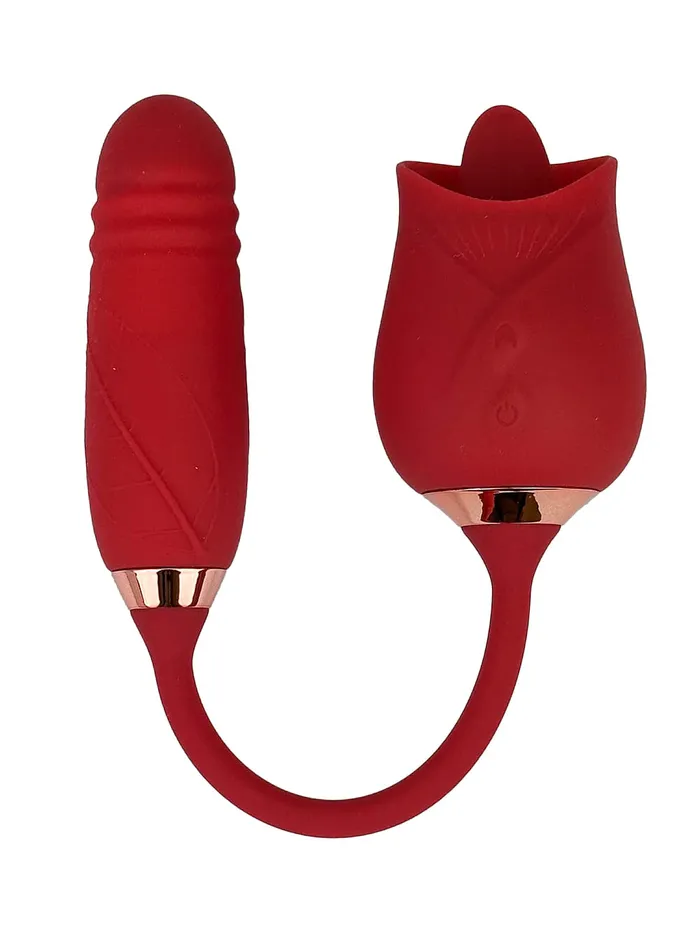 Licking Tongue Rose Vibrator with Thrusting Tail sdd Female Sex Toys