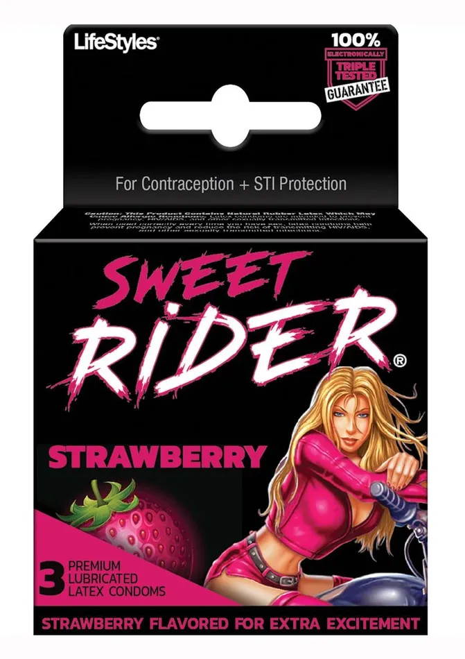 Lifestyles Dildos LifeStyles Sweet Rider Strawberry 3s Condoms