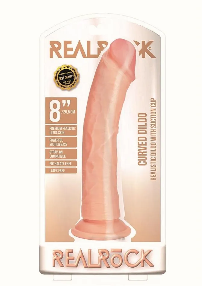 Real Rock Female Sex Toys Realrock Curved Realistic Dildo with Suction Cup
