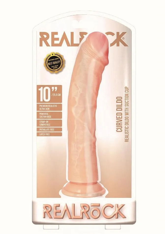 Real Rock Female Sex Toys Realrock Curved Realistic Dildo with Suction Cup