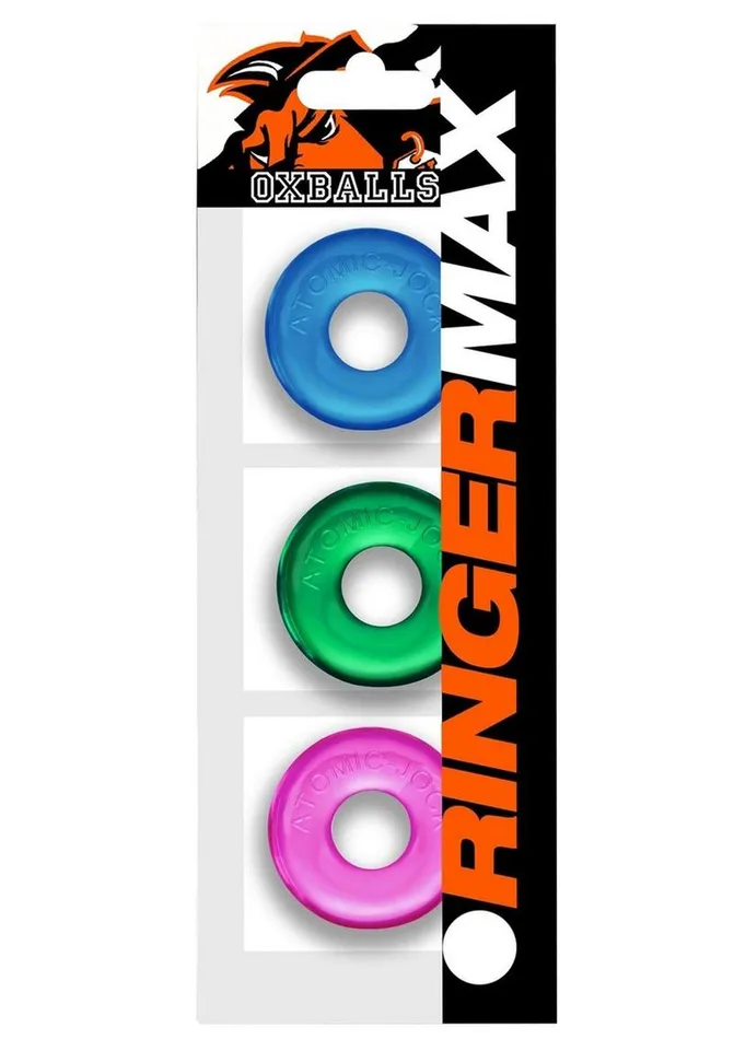 Ringer Max Cock Ring 3 Pack Neon Assorted Oxballs Male Sex Toys