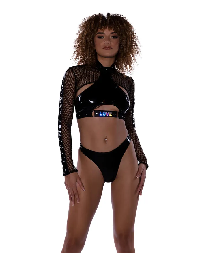 Roma Costume Inc 6502 Pride Cropped Vinyl Halter Neck Top Vibrators Roma Costume Inc 6502 Pride Cropped Vinyl Halter Neck Top Vibrators